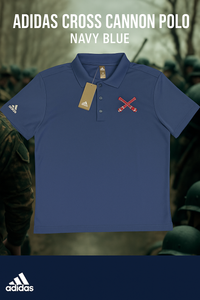 Adidas Cross Cannon Polo Shirt – Navy Blue with Red Emblem | Moisture-Wicking Athletic Wear