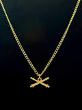 Gold Cross Cannon Charm with necklace