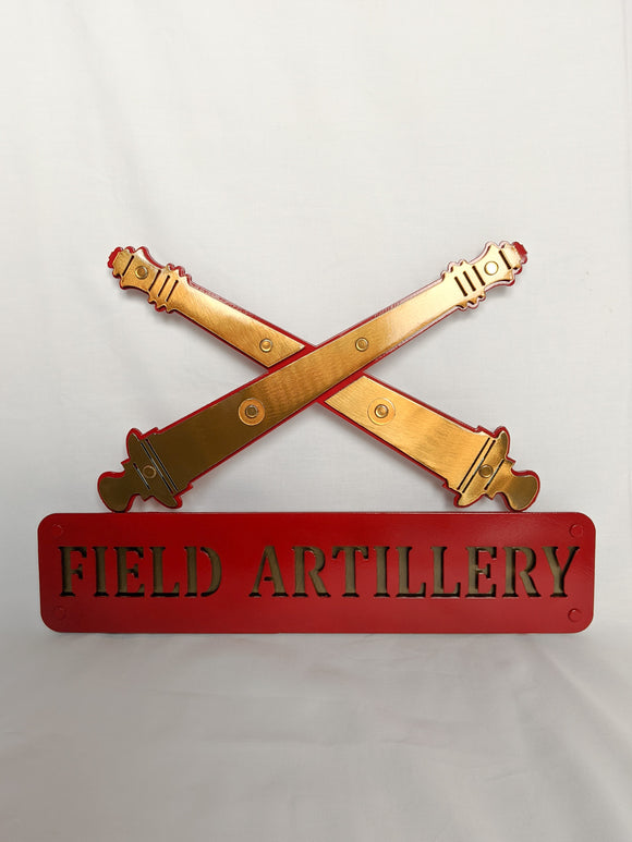 Metal Cross Cannon Hanging Sign with 3D Name Plate and Cannons Customizable