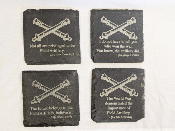 Slate Coasters with FA Quotes - Set of 4 w wooden holder